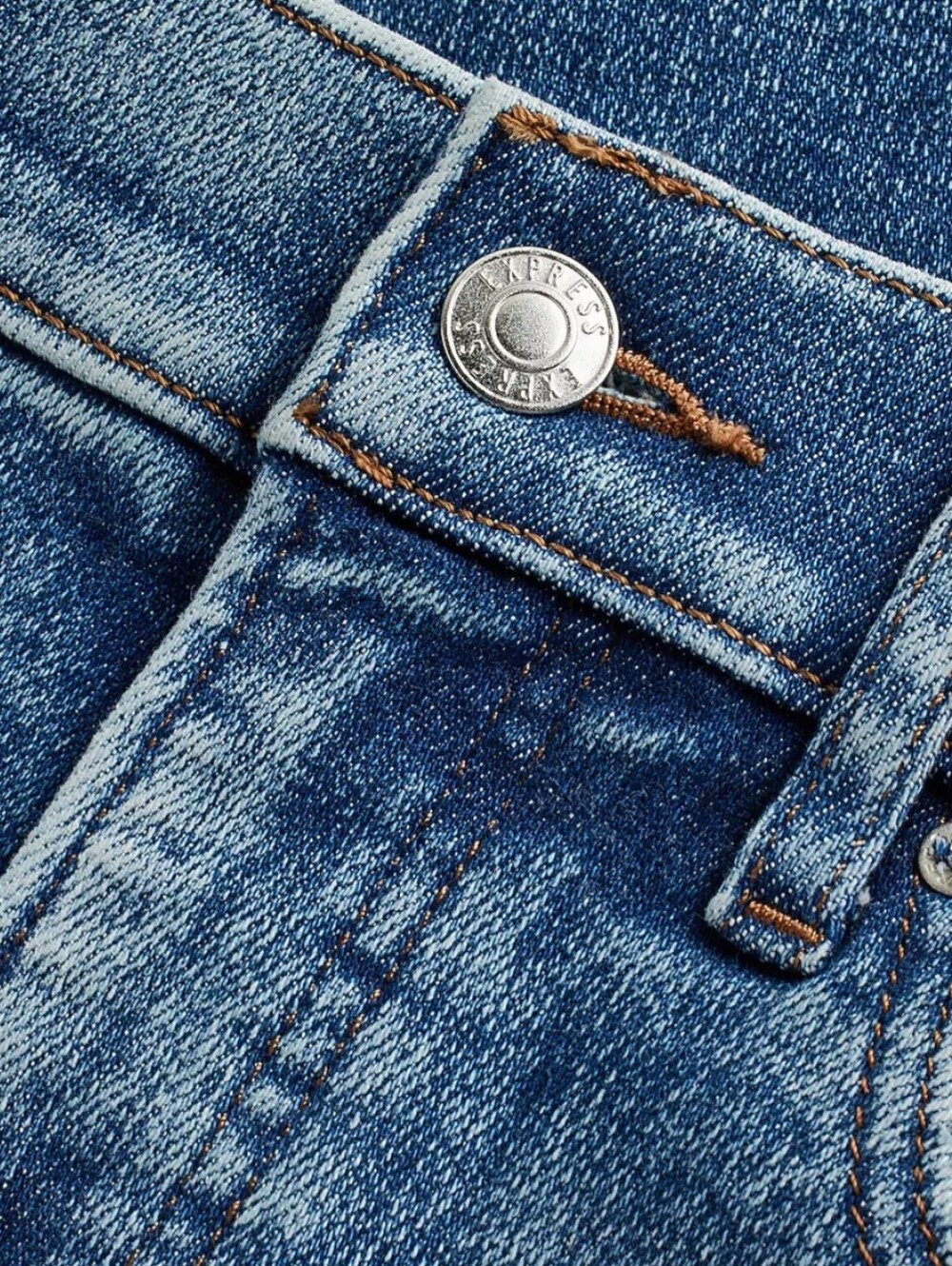 Express 70s Flare Jeans Mid Rise Blue Denim Boho Retro Stretch Size 8R Women - Picture 13 of 14